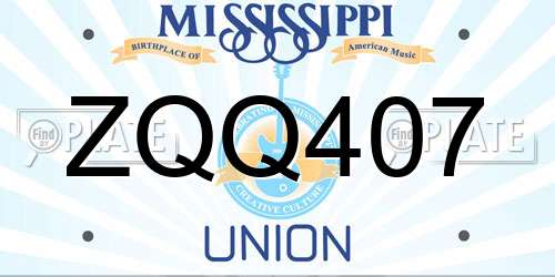 ZQQ407 Mississippi License Plate
