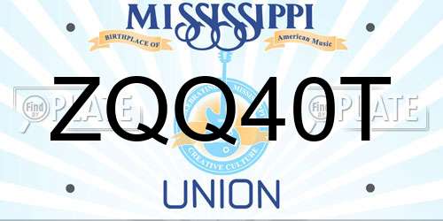 ZQQ40T Mississippi License Plate