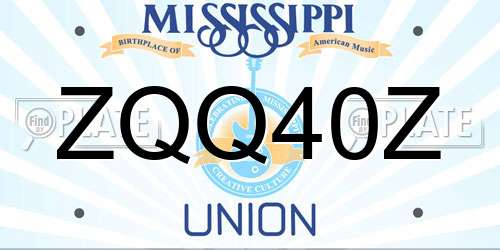 ZQQ40Z Mississippi License Plate
