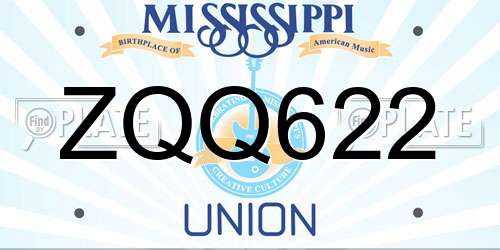 ZQQ622 Mississippi License Plate