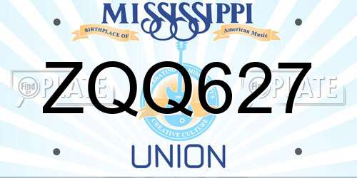 ZQQ627 Mississippi License Plate