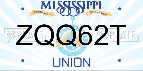 ZQQ62T Mississippi License Plate