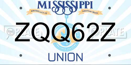 ZQQ62Z Mississippi License Plate