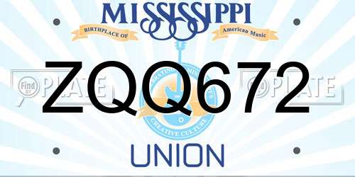 ZQQ672 Mississippi License Plate