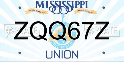 ZQQ67Z Mississippi License Plate