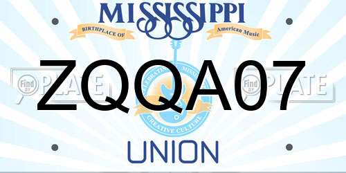 ZQQA07 Mississippi License Plate