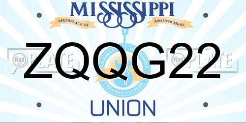 ZQQG22 Mississippi License Plate