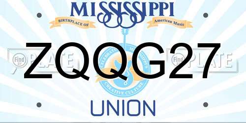 ZQQG27 Mississippi License Plate