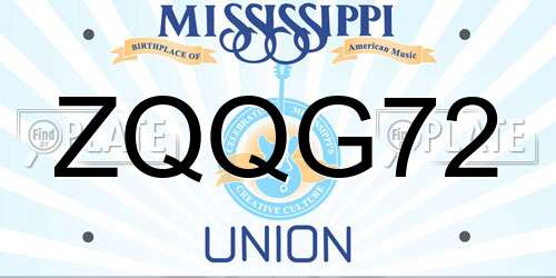 ZQQG72 Mississippi License Plate