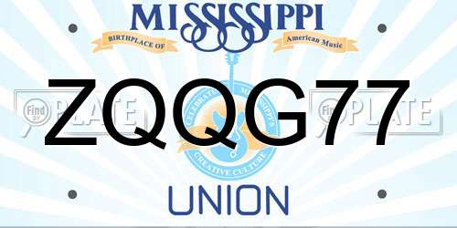 ZQQG77 Mississippi License Plate