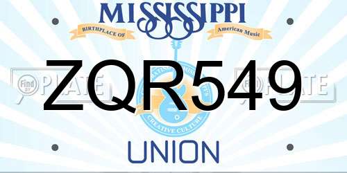 ZQR549 Mississippi License Plate