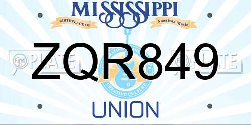 ZQR849 Mississippi License Plate