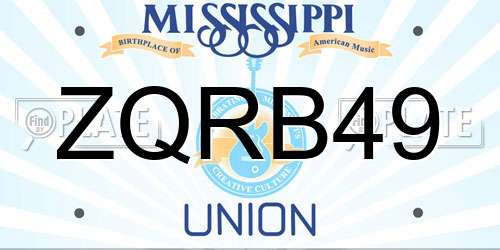 ZQRB49 Mississippi License Plate