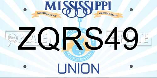 ZQRS49 Mississippi License Plate