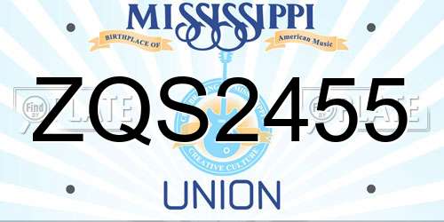 ZQS2455 Mississippi License Plate