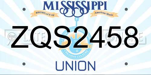 ZQS2458 Mississippi License Plate