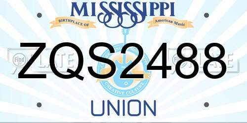 ZQS2488 Mississippi License Plate