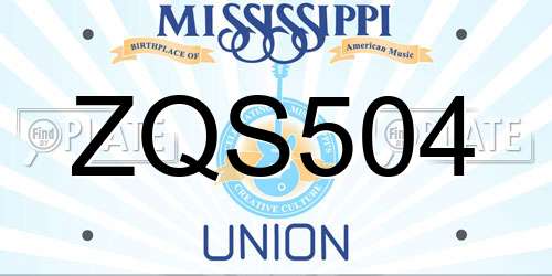 ZQS504 Mississippi License Plate