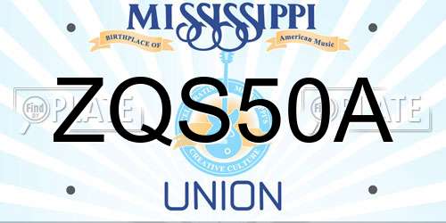 ZQS50A Mississippi License Plate