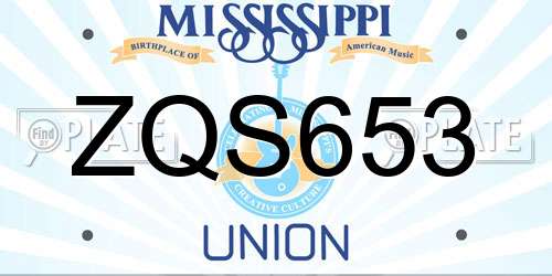 ZQS653 Mississippi License Plate