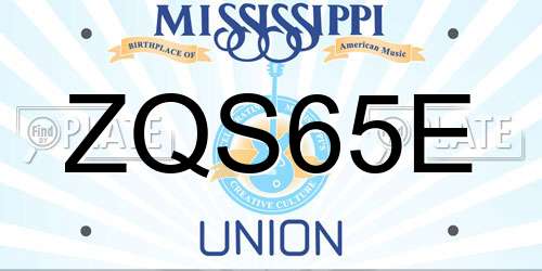 ZQS65E Mississippi License Plate