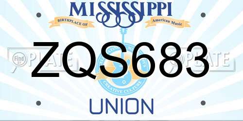 ZQS683 Mississippi License Plate