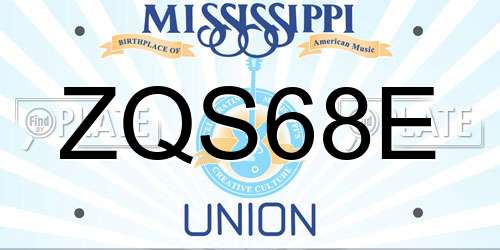 ZQS68E Mississippi License Plate