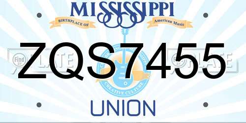 ZQS7455 Mississippi License Plate