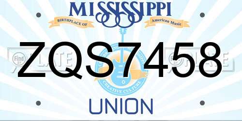 ZQS7458 Mississippi License Plate
