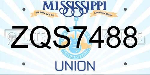 ZQS7488 Mississippi License Plate