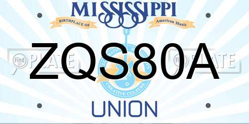 ZQS80A Mississippi License Plate
