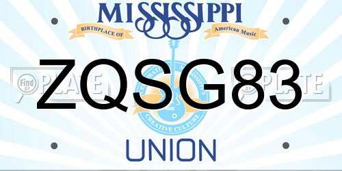 ZQSG83 Mississippi License Plate