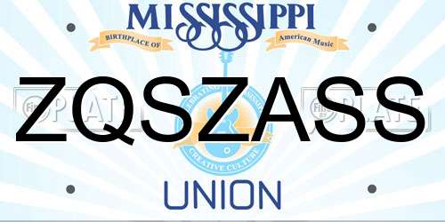 ZQSZASS Mississippi License Plate