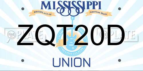 ZQT20D Mississippi License Plate