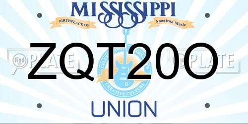 ZQT20O Mississippi License Plate