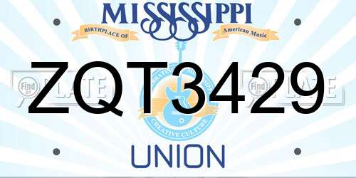 ZQT3429 Mississippi License Plate
