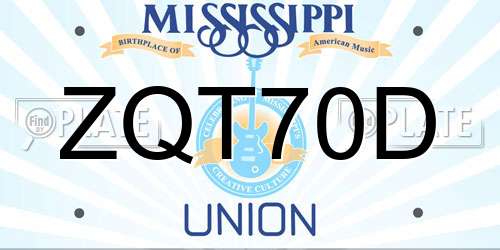 ZQT70D Mississippi License Plate