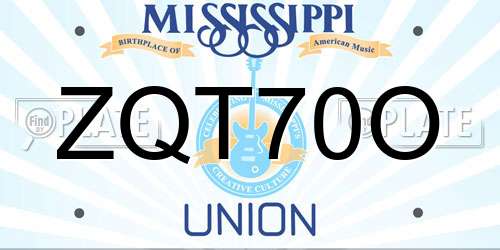 ZQT70O Mississippi License Plate