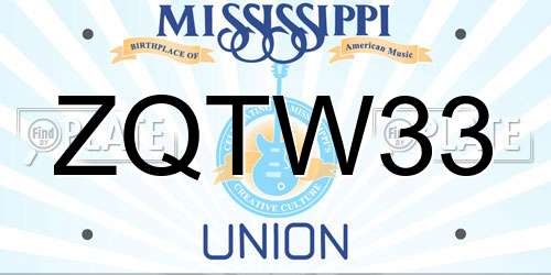 ZQTW33 Mississippi License Plate
