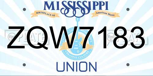 ZQW7183 Mississippi License Plate