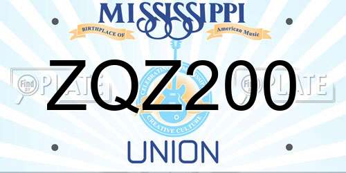 ZQZ200 Mississippi License Plate