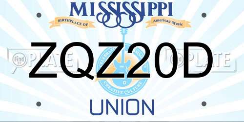 ZQZ20D Mississippi License Plate