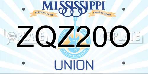 ZQZ20O Mississippi License Plate