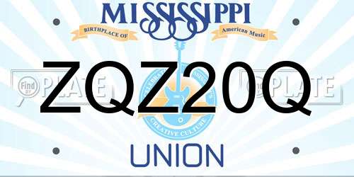 ZQZ20Q Mississippi License Plate