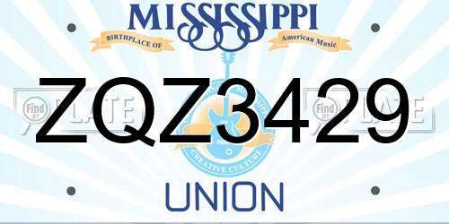 ZQZ3429 Mississippi License Plate
