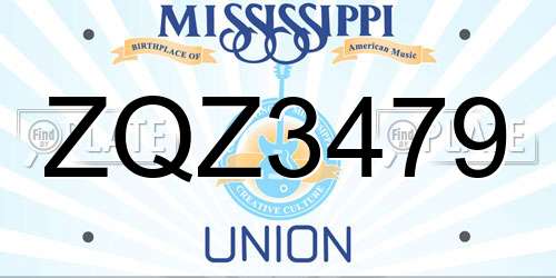 ZQZ3479 Mississippi License Plate