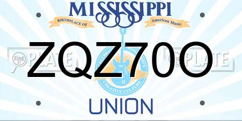 ZQZ70O Mississippi License Plate