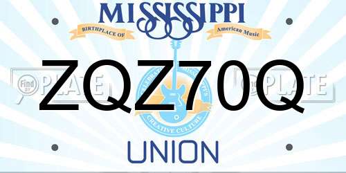 ZQZ70Q Mississippi License Plate