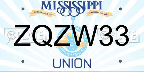 ZQZW33 Mississippi License Plate