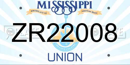 ZR22008 Mississippi License Plate